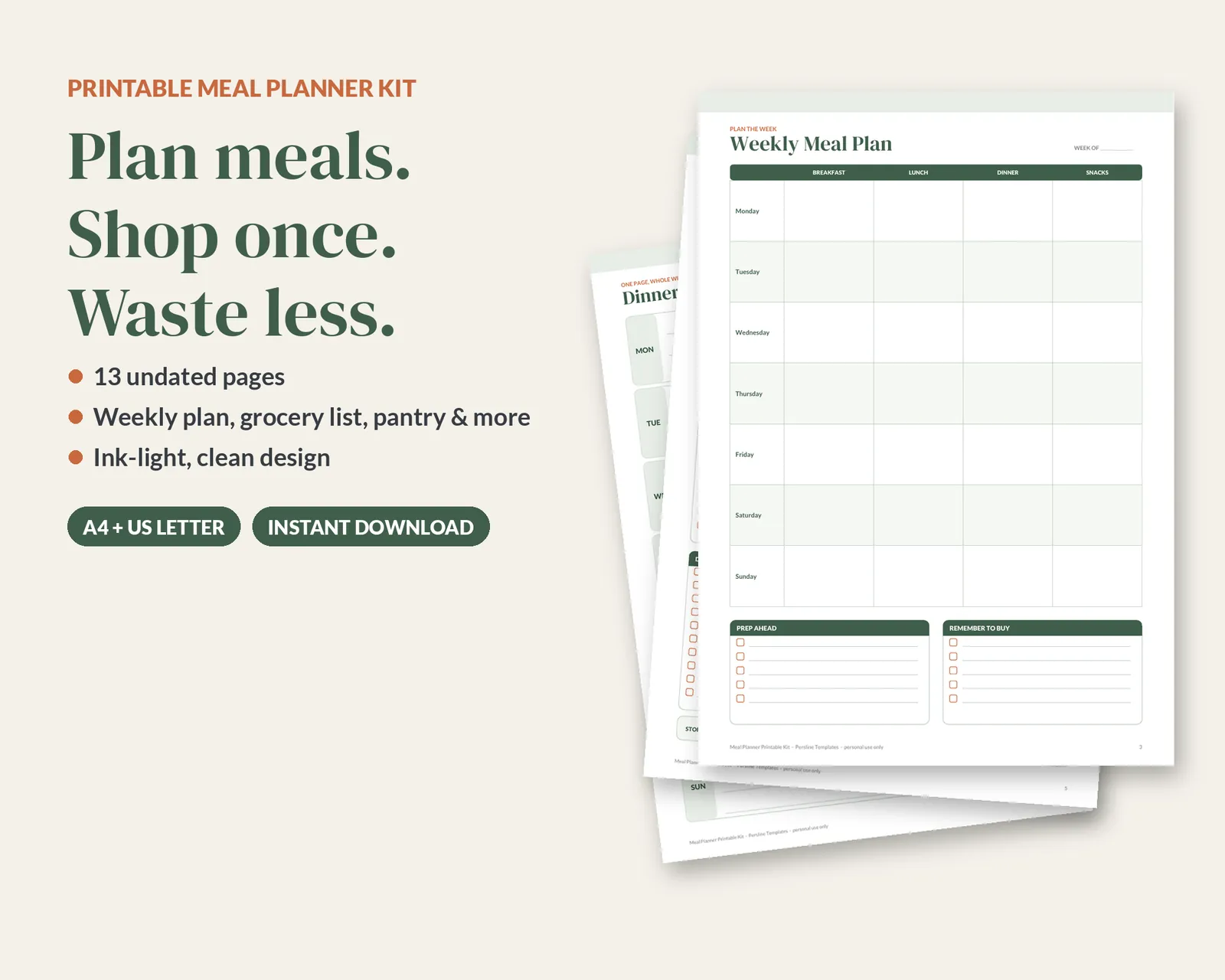 Meal Planner Printable Kit