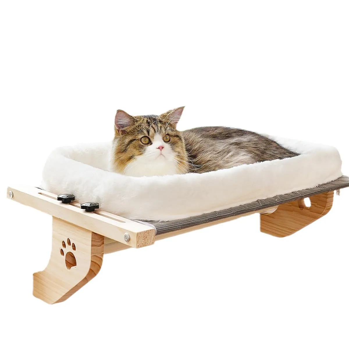 Wooden Window-Sill Cat Bed with Cushion